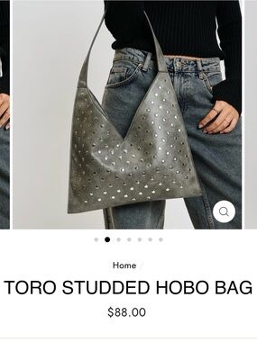 Moda Luxe Toro Studded Hobo Bag - Gray